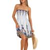 image:imageCHICGAL Summer Dresses for Women Beach Cover Ups Strapless Boho Floral Print SundressWhite Boho Printed