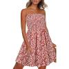 image:imageCHICGAL Summer Dresses for Women Beach Cover Ups Strapless Boho Floral Print SundressRed Floral Print