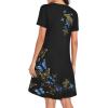 image:imageWomens Summer Dresses Beach Casual Loose Tshirt Floral Short Sleeve Flowy Pockets SundressesBlack Butterflies