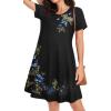 image:imageWomens Summer Dresses Beach Casual Loose Tshirt Floral Short Sleeve Flowy Pockets SundressesBlack Butterflies