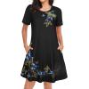 image:imageWomens Summer Dresses Beach Casual Loose Tshirt Floral Short Sleeve Flowy Pockets SundressesBlack Butterflies
