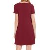 image:imageWomens Summer Dresses Beach Casual Loose Tshirt Floral Short Sleeve Flowy Pockets SundressesDark Red