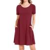 image:imageWomens Summer Dresses Beach Casual Loose Tshirt Floral Short Sleeve Flowy Pockets SundressesDark Red