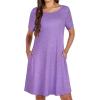 image:imageWomens Summer Dresses Beach Casual Loose Tshirt Floral Short Sleeve Flowy Pockets SundressesPurple