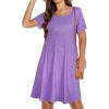 image:imageWomens Summer Dresses Beach Casual Loose Tshirt Floral Short Sleeve Flowy Pockets SundressesPurple