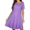 image:imageWomens Summer Dresses Beach Casual Loose Tshirt Floral Short Sleeve Flowy Pockets SundressesPurple