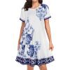 image:imageWomens Summer Dresses Beach Casual Loose Tshirt Floral Short Sleeve Flowy Pockets SundressesWhite Mediumblue Floral