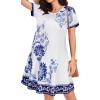 image:imageWomens Summer Dresses Beach Casual Loose Tshirt Floral Short Sleeve Flowy Pockets SundressesWhite Mediumblue Floral