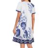 image:imageWomens Summer Dresses Beach Casual Loose Tshirt Floral Short Sleeve Flowy Pockets SundressesWhite Mediumblue Floral