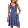 image:imageWEACZZY 2025 Womens Wrap V Neck Sleeveless Summer Dresses Beach Holiday Tank Dress Flowy Casual Sundress with Pockets01 Purple Gray