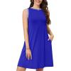 image:imageWEACZZY 2026 Summer Dresses for Women Casual Loose Fit Beach Vacation Sundress Sleeveless Crewneck Tank Dress with Pockets01 Royal Blue