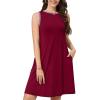 image:imageWEACZZY 2026 Summer Dresses for Women Casual Loose Fit Beach Vacation Sundress Sleeveless Crewneck Tank Dress with Pockets01 Wine Red