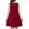 image:imageWEACZZY 2026 Summer Dresses for Women Casual Loose Fit Beach Vacation Sundress Sleeveless Crewneck Tank Dress with Pockets01 Wine Red