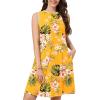image:imageWEACZZY 2026 Summer Dresses for Women Casual Loose Fit Beach Vacation Sundress Sleeveless Crewneck Tank Dress with PocketsGreen Leaf Yellow