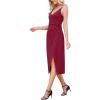 image:imageWEACZZY Cocktail Dresses for Women V Neck Spaghetti Straps Dress Party Midi DressWine Red