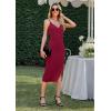 image:imageWEACZZY Cocktail Dresses for Women V Neck Spaghetti Straps Dress Party Midi DressWine Red
