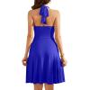 image:imageWEACZZY Summer Dresses for Women 2026 Beach Mini Swing Dress Halter V Neck Sleeveless Backless Sundresses with Pockets01 Royal Blue