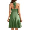 image:imageWEACZZY Summer Dresses for Women 2026 Beach Mini Swing Dress Halter V Neck Sleeveless Backless Sundresses with Pockets02 Army Green