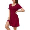 image:imageWEACZZY Summer Dresses for Women 2026 VNeck Casual T Shirt Dress Loose Short Sleeve Flowy Dresses with Pockets01 Wine Red