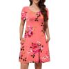 image:imageWEACZZY Summer Dresses for Women 2026 VNeck Casual T Shirt Dress Loose Short Sleeve Flowy Dresses with PocketsSugar Pink