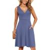image:imageWEACZZY Summer Dresses for Women V Neck Wrap Sundress Sleeveless Flowy Tank Dress Beach Holiday Sundresses with Pockets01 Purple Gray