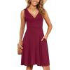 image:imageWEACZZY Summer Dresses for Women V Neck Wrap Sundress Sleeveless Flowy Tank Dress Beach Holiday Sundresses with Pockets01 Wine Red