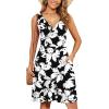 image:imageWEACZZY Summer Dresses for Women V Neck Wrap Sundress Sleeveless Flowy Tank Dress Beach Holiday Sundresses with PocketsSketch White Black