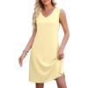 image:imageWEACZZY Women Summer V Neck Sleeveless Dress Casual Loose Vacation Sundress Elegant with Split Beach DressesBeige