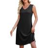 image:imageWEACZZY Women Summer V Neck Sleeveless Dress Casual Loose Vacation Sundress Elegant with Split Beach DressesBlack