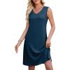 image:imageWEACZZY Women Summer V Neck Sleeveless Dress Casual Loose Vacation Sundress Elegant with Split Beach DressesNavy Blue