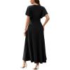 image:imageWEACZZY Women V Neck Ruffle Sleeve Maxi Dresses Split Elegant Wrap Ruffle Wedding Guest Dress Elegant Casual Dresses01 Black