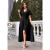 image:imageWEACZZY Women V Neck Ruffle Sleeve Maxi Dresses Split Elegant Wrap Ruffle Wedding Guest Dress Elegant Casual Dresses01 Black