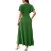 image:imageWEACZZY Women V Neck Ruffle Sleeve Maxi Dresses Split Elegant Wrap Ruffle Wedding Guest Dress Elegant Casual DressesA Army Green