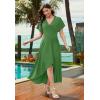 image:imageWEACZZY Women V Neck Ruffle Sleeve Maxi Dresses Split Elegant Wrap Ruffle Wedding Guest Dress Elegant Casual DressesA Army Green