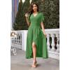 image:imageWEACZZY Women V Neck Ruffle Sleeve Maxi Dresses Split Elegant Wrap Ruffle Wedding Guest Dress Elegant Casual DressesA Army Green