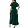 image:imageWEACZZY Women V Neck Ruffle Sleeve Maxi Dresses Split Elegant Wrap Ruffle Wedding Guest Dress Elegant Casual DressesA Dark Green