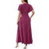 image:imageWEACZZY Women V Neck Ruffle Sleeve Maxi Dresses Split Elegant Wrap Ruffle Wedding Guest Dress Elegant Casual DressesA Mauve