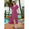 image:imageWEACZZY Women V Neck Ruffle Sleeve Maxi Dresses Split Elegant Wrap Ruffle Wedding Guest Dress Elegant Casual DressesA Mauve
