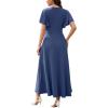image:imageWEACZZY Women V Neck Ruffle Sleeve Maxi Dresses Split Elegant Wrap Ruffle Wedding Guest Dress Elegant Casual DressesA Purple Gray