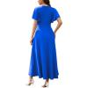 image:imageWEACZZY Women V Neck Ruffle Sleeve Maxi Dresses Split Elegant Wrap Ruffle Wedding Guest Dress Elegant Casual DressesA Royal Blue