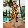 image:imageWEACZZY Women V Neck Ruffle Sleeve Maxi Dresses Split Elegant Wrap Ruffle Wedding Guest Dress Elegant Casual DressesAbstract Flowers