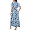 image:imageWEACZZY Women V Neck Ruffle Sleeve Maxi Dresses Split Elegant Wrap Ruffle Wedding Guest Dress Elegant Casual DressesBlue Ink Flower