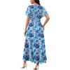 image:imageWEACZZY Women V Neck Ruffle Sleeve Maxi Dresses Split Elegant Wrap Ruffle Wedding Guest Dress Elegant Casual DressesBlue Rainforest