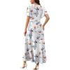 image:imageWEACZZY Women V Neck Ruffle Sleeve Maxi Dresses Split Elegant Wrap Ruffle Wedding Guest Dress Elegant Casual DressesGray Leaved Peony