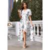 image:imageWEACZZY Women V Neck Ruffle Sleeve Maxi Dresses Split Elegant Wrap Ruffle Wedding Guest Dress Elegant Casual DressesGray Leaved Peony