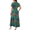 image:imageWEACZZY Women V Neck Ruffle Sleeve Maxi Dresses Split Elegant Wrap Ruffle Wedding Guest Dress Elegant Casual DressesGreen Garden