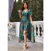 image:imageWEACZZY Women V Neck Ruffle Sleeve Maxi Dresses Split Elegant Wrap Ruffle Wedding Guest Dress Elegant Casual DressesGreen Garden