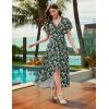 image:imageWEACZZY Women V Neck Ruffle Sleeve Maxi Dresses Split Elegant Wrap Ruffle Wedding Guest Dress Elegant Casual DressesGreen Gladiolus