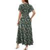 image:imageWEACZZY Women V Neck Ruffle Sleeve Maxi Dresses Split Elegant Wrap Ruffle Wedding Guest Dress Elegant Casual DressesGreen Gladiolus