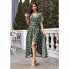 image:imageWEACZZY Women V Neck Ruffle Sleeve Maxi Dresses Split Elegant Wrap Ruffle Wedding Guest Dress Elegant Casual DressesGreen Gladiolus